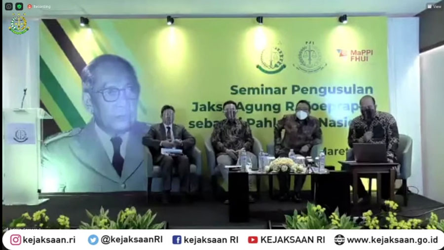 Masyarakat Pemantau Peradilan Indonesia (MaPPI FHUI) bersama dengan Kejaksaan RI dan Persatuan Jaksa Indonesia (PJI) menyelenggarakan Seminar Pengusulan Jaksa Agung R. Soeprapto sebagai Pahlawan Nasional pada 17 Maret 2021.